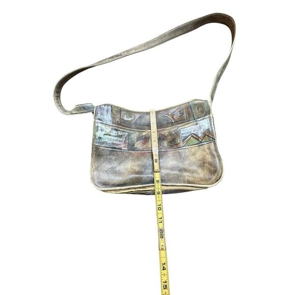 JANE YOO Women's Multicolor Wearable Art Hand Painted Leather Crossbody Bag - Picture 2 of 4